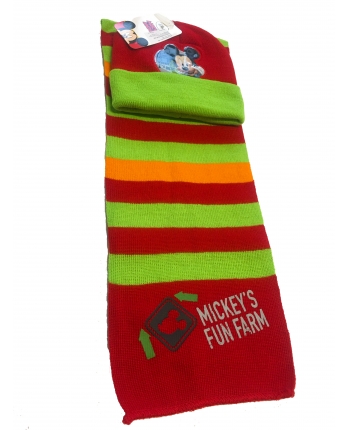 Set zimného oblečenia - Mickey Mouse - červeno-zelená - čiapka + šál 