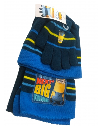 Set zimného oblečenia - Mímoň - tmavo modrá - čiapka + šál + rukavice