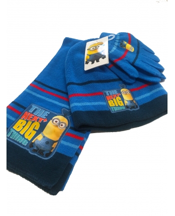 Set zimného oblečenia - Mímoň - svetlo modrá - čiapka + šál + rukavice