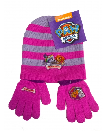 Set zimného oblečenia - Paw Patrol - ružová - čiapka + rukavice