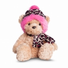 Hračka - Plyšový medveď Wina s ružovou leoparďou čiapkou - Bear Collection (23 cm)