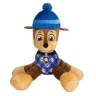 Hračka - Plyšový psík Chase - modrý v zimnej čiapke - Paw Patrol - 50 cm