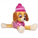 Hračka - Plyšový psík Skye - ružová v zimnej čiapke - Paw Patrol - 50 cm