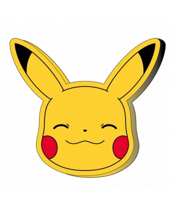 Hračka - Dekoračný vankúšik - 3D hlava Pikachu - Pokémon - 38 cm