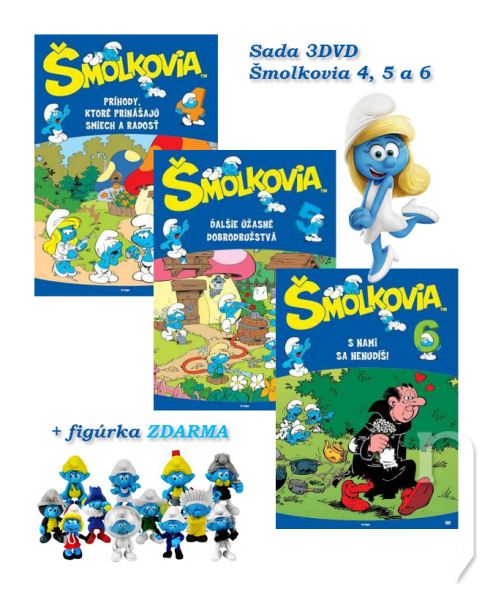 DVD Film - DVD sada: Šmolkovia 4,5,6 + figúrka