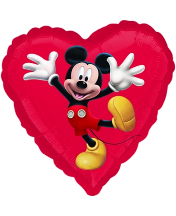 Héliový balonek srdce - Mickey - 45 cm