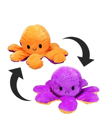 Hračka - Plyšová Chobotnica obojstranná - fialovo-oranžová - 80 cm