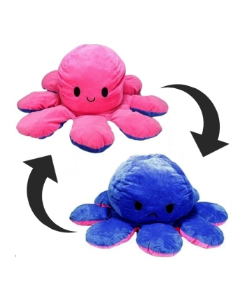Plyšová Chobotnice oboustranná - modro-cyklamenová - 80 cm