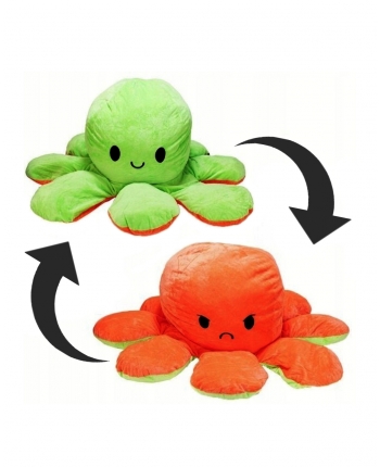 Hračka - Plyšová Chobotnica obojstranná - oranžovo-zelená - 80 cm