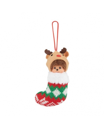 Plyšový Mončiči prívesok - Christmas Reindeer - Monchhichi - 10 cm