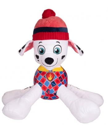 Hračka - Plyšový psík Marshall - červený v zimnej čiapke - Paw Patrol - 50 cm