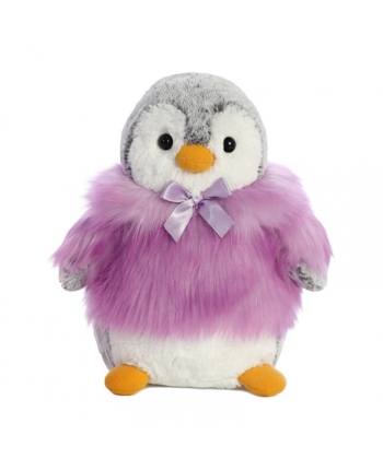 Plyšový tučniak vo fialovom kožúšku - Pom Pom (22,5 cm)