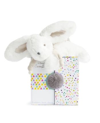 Plyšový králíček bílo-sivý v krabičce - Dou Dou (20 cm)