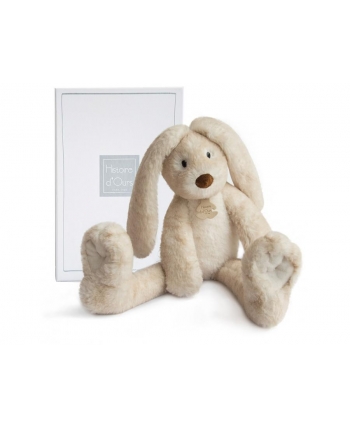 Plyšový zajíček s dlouhými nohami Fluffy hnědý v krabičce - Histoire D´Ours (38 cm)