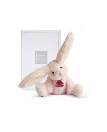 Plyšový zajačik Fluffy ružový v škatuľke - Histoire D´Ours (27 cm)