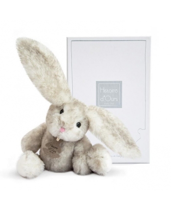 Plyšový zajačik Fluffy sivý v škatuľke - Histoire D´Ours (27 cm)