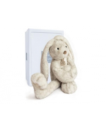 Plyšový zajíček s dlouhými nohami Fluffy šedý v krabičce - Histoire D´Ours (38 cm)