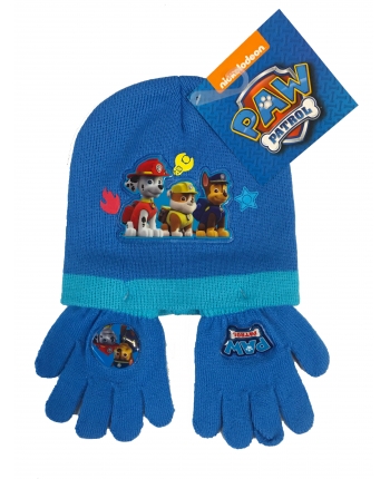 Set zimného oblečenia - Paw Patrol - tmavo modrá - čiapka + rukavice 