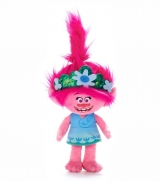 Hračka -  Plyšová Poppy v modrých šatách - Trollovia - 33 cm