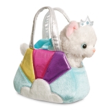 Hračka - Plyšová kabelka s mačičkou - biela korunka - Fancy Pals - 20,5 cm 