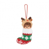 Hračka - Plyšový Mončiči prívesok - Christmas Reindeer - Monchhichi - 10 cm