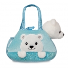 Hračka - Plyšová kabelka modrá s ľadovým medveďom - Fancy Pals (20,5 cm)