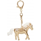 Hračka - Prívesok kovový - koník Horses Dreams - zlatý - 6,5 cm 